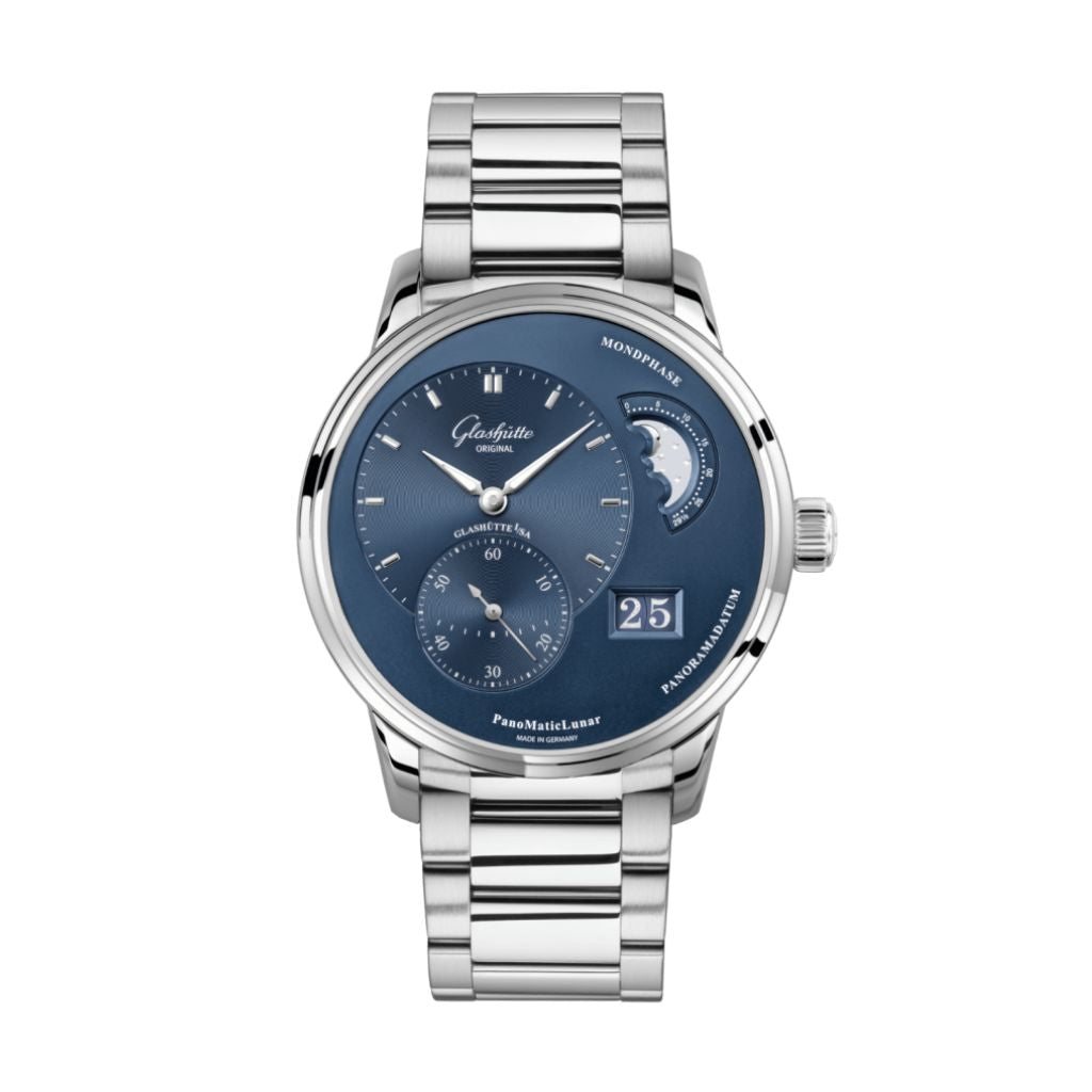 Glashuette Original PanoMaticLunar 40 mm Radiant Blue Dial Stainless Steel Stainless Steel 1-90-02-46-32-71