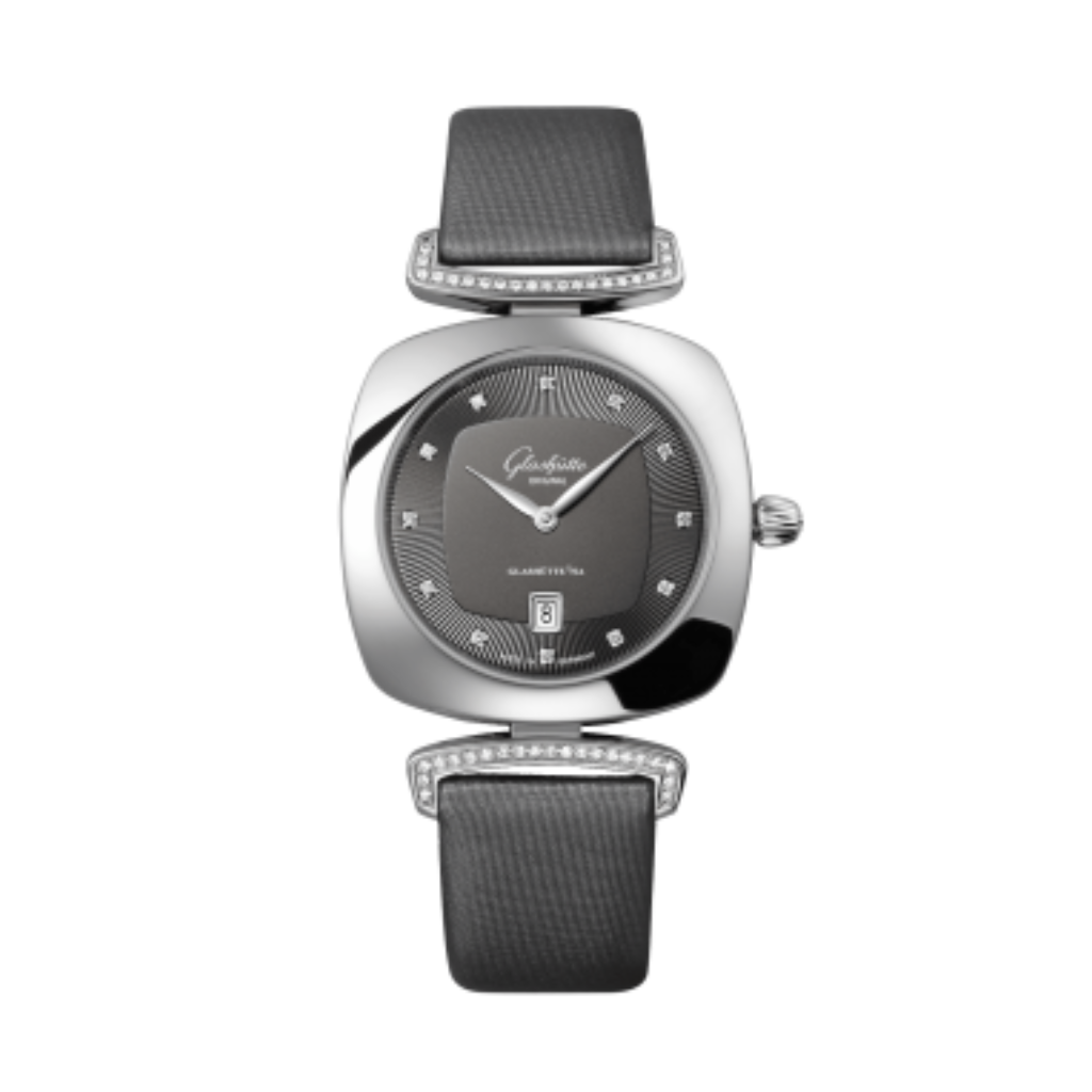 Glashuette Original Pavonina 31 mm Galvanized Ruthenium Dial Stainless Steel   Strap 1-03-01-06-12-02