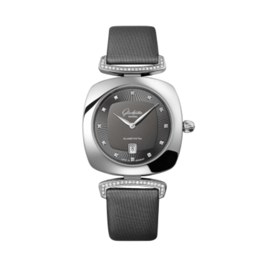 Glashuette Original Pavonina 31 mm Galvanized Ruthenium Dial Stainless Steel   Strap 1-03-01-06-12-02