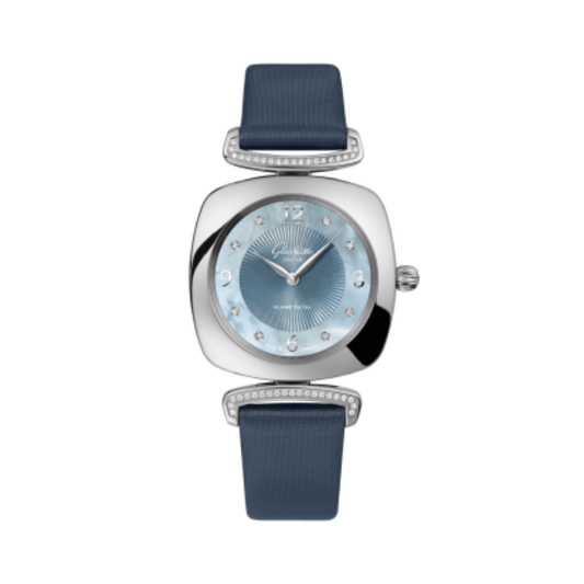 Glashuette Original Pavonina 31 mm Mother-Of-Pearl Blue Dial Stainless Steel   Strap, Grey 1-03-02-06-12-34
