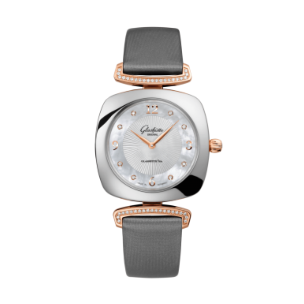 Glashuette Original Pavonina 31 mm Mother-Of-Pearl White Dial Bicolor   Strap, Grey 1-03-02-04-16-34
