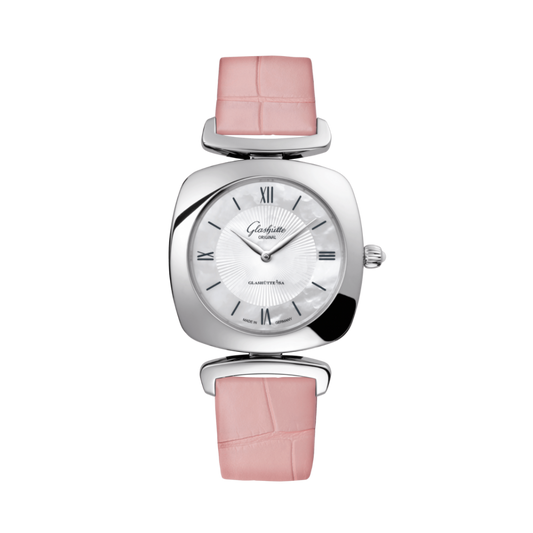 Glashuette Original Pavonina 31 mm Mother-Of-Pearl White Dial Stainless Steel Louisiana   Leather Strap 1-03-02-05-02-31