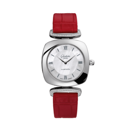 Glashuette Original Pavonina 31 mm Mother-Of-Pearl White Dial Stainless Steel Louisiana   Leather Strap 1-03-02-05-12-30