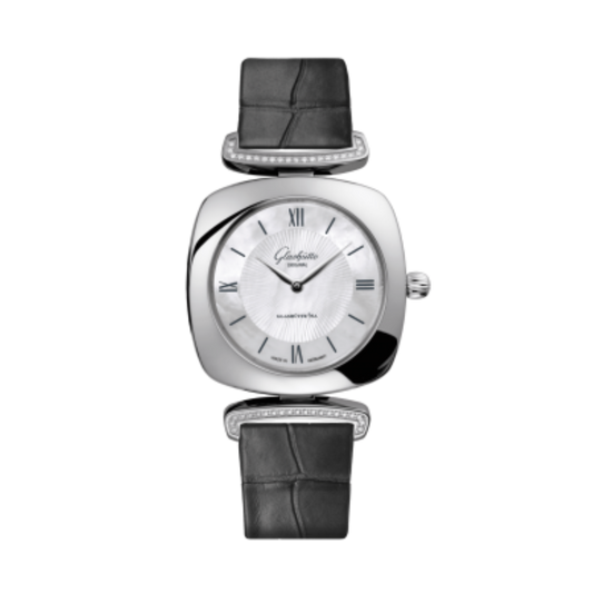 Glashuette Original Pavonina 31 mm Mother-Of-Pearl White Dial Stainless Steel Louisiana   Leather Strap 1-03-02-05-12-31