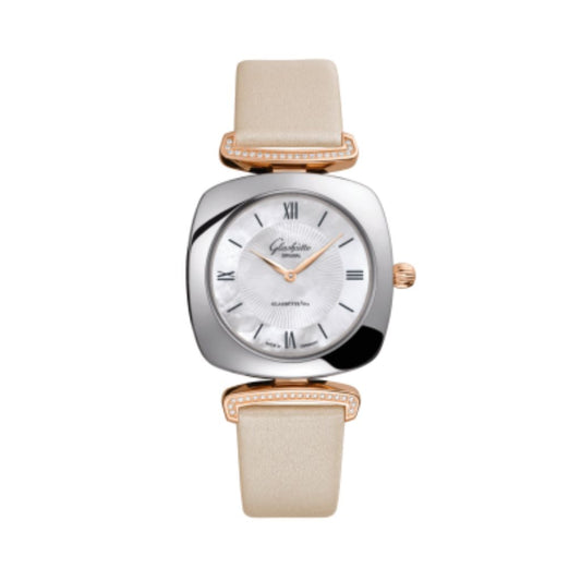 Glashuette Original Pavonina 31 mm White Mother-Of-Pearl Dial Stainless Steel with 18k Red Gold   Strap 1-03-02-05-16-35