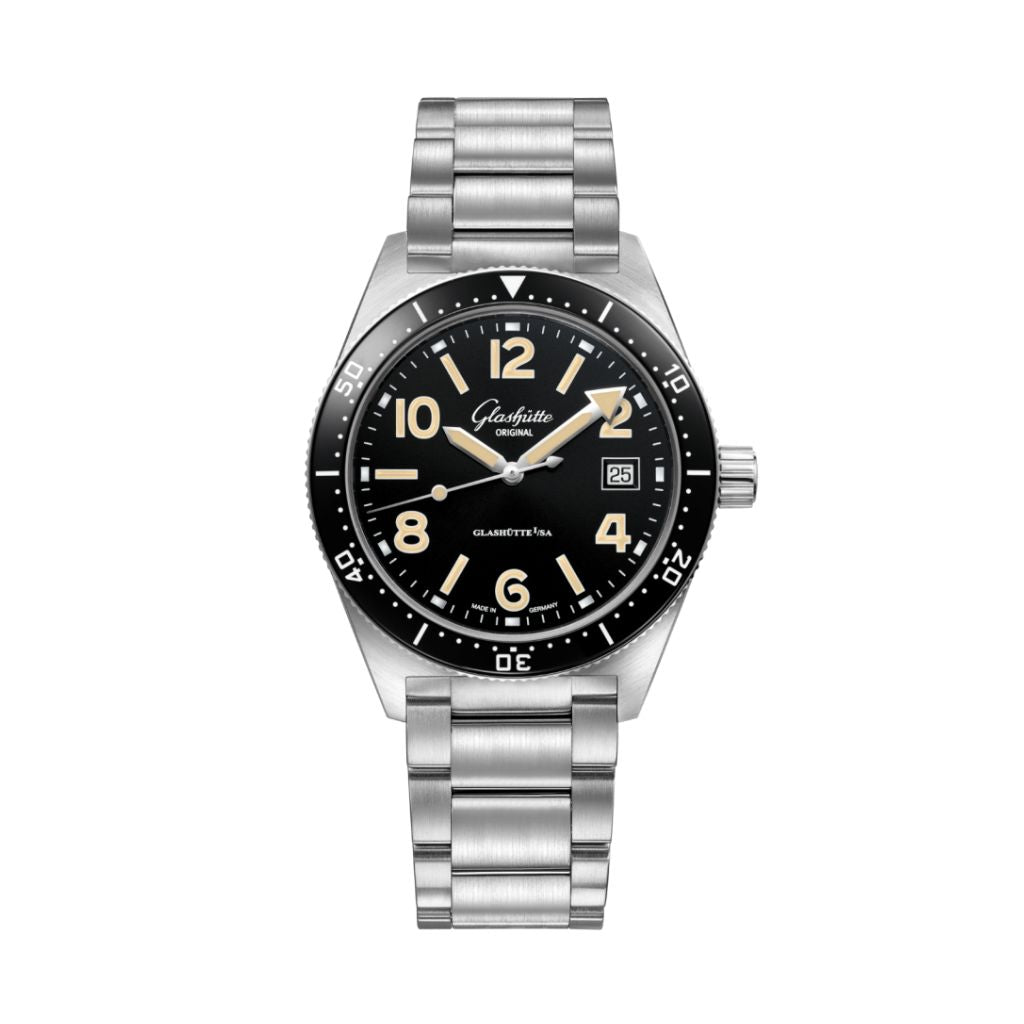 Glashuette Original SeaQ 39.50 mm Black Dial Stainless Steel Metal Bracelet 1-39-11-06-80-70