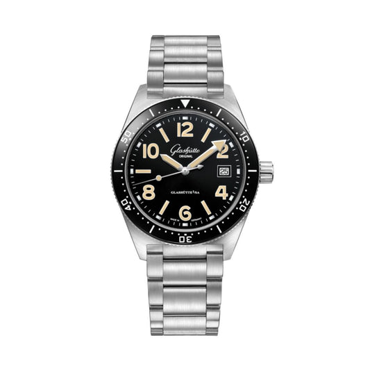 Glashuette Original SeaQ 39.50 mm Black Dial Stainless Steel Metal Bracelet 1-39-11-06-80-70