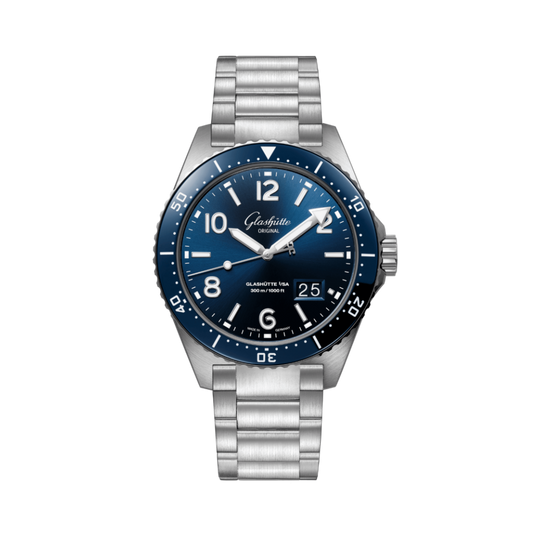 Glashuette Original SeaQ Panorama Date 43.20 mm Blue Dial Stainless Steel Metal Bracelet 1-36-13-02-81-70