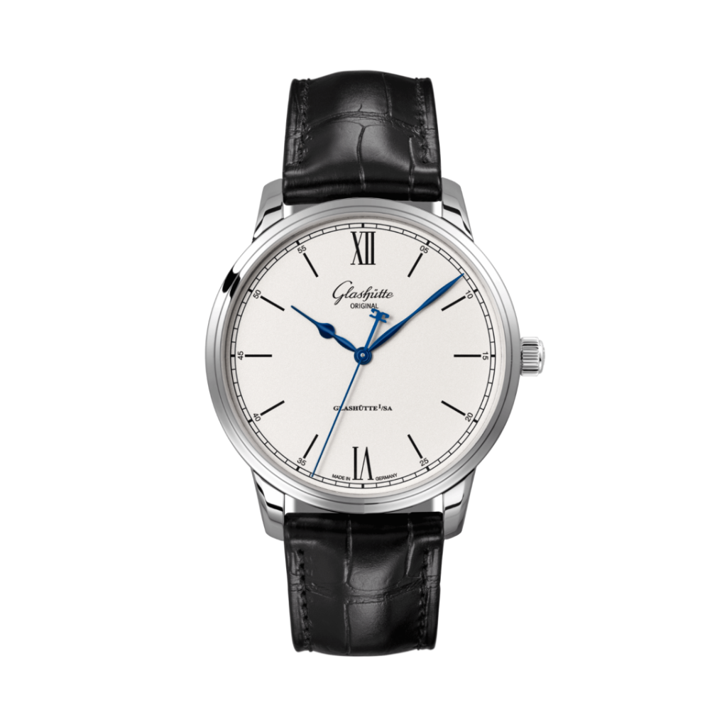 Glashuette Original Senator Excellence 40 mm White Dial Stainless Steel Louisiana   Leather Strap, Black 1-36-01-01-02-61