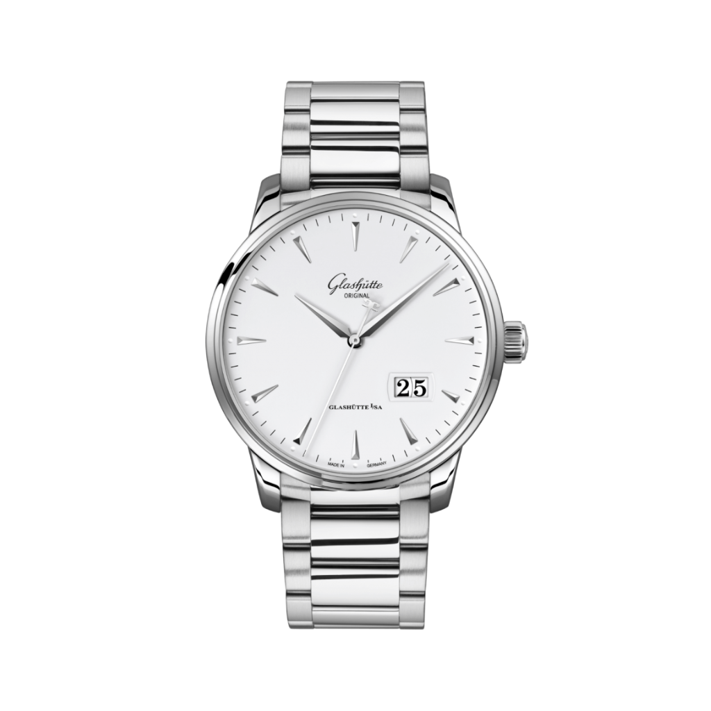 Glashuette Original Senator Excellence Panorama Date 42 mm White Dial Stainless Steel Metal Bracelet 1-36-03-05-02-71