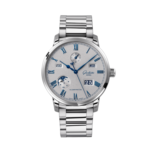 Glashuette Original Senator Excellence Perpetual Calendar 42 mm Grey Dial Stainless Steel Metal Bracelet 1-36-12-03-02-71