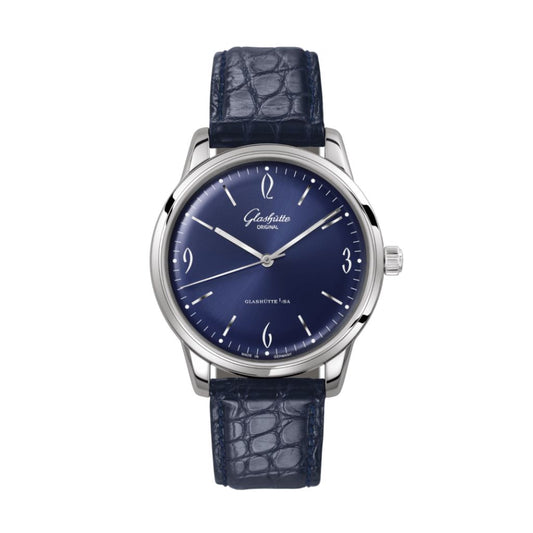 Glashuette Original Sixties 39 mm Blue Dial Stainless Steel Louisiana   Strap, Blue 1-39-52-06-02-04