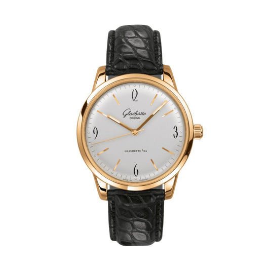 Glashuette Original Sixties 39 mm Silver Dial Rose Gold Louisiana  , Black 1-39-52-01-01-04