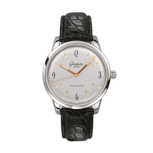 Glashuette Original Sixties 39 mm Silver Dial Stainless Steel Louisiana  , Black 1-39-52-01-02-04