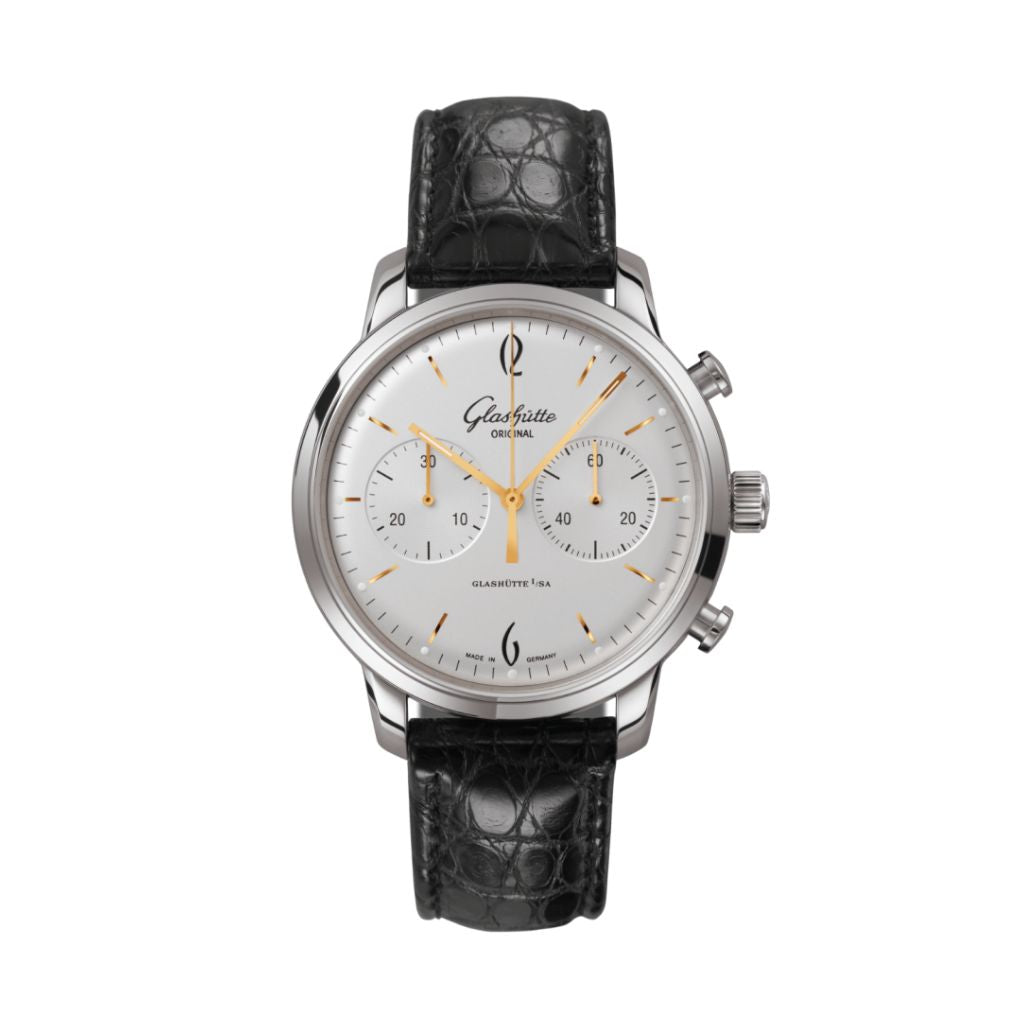 Glashuette Original Sixties Chronograph 42 mm Silver Dial Stainless Steel Louisiana  , Black 1-39-34-03-22-04