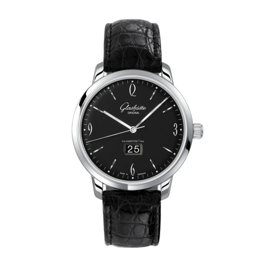 Glashuette Original Sixties Panorama Date 42 mm Black Dial Stainless Steel Louisiana  , Black 2-39-47-03-02-04