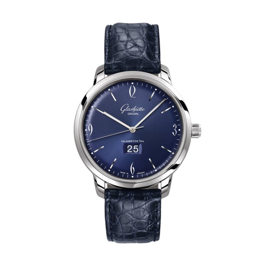 Glashuette Original Sixties Panorama Date 42 mm Blue Dial Stainless Steel Louisiana  , Blue 2-39-47-06-02-04