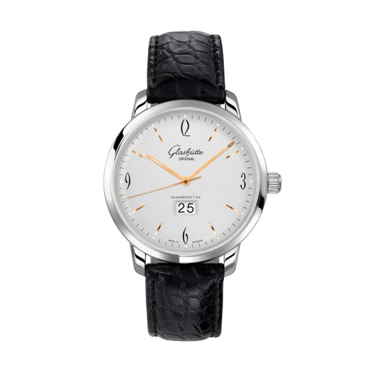 Glashuette Original Sixties Panorama Date 42 mm White Dial Stainless Steel Louisiana  , Black 2-39-47-01-02-04
