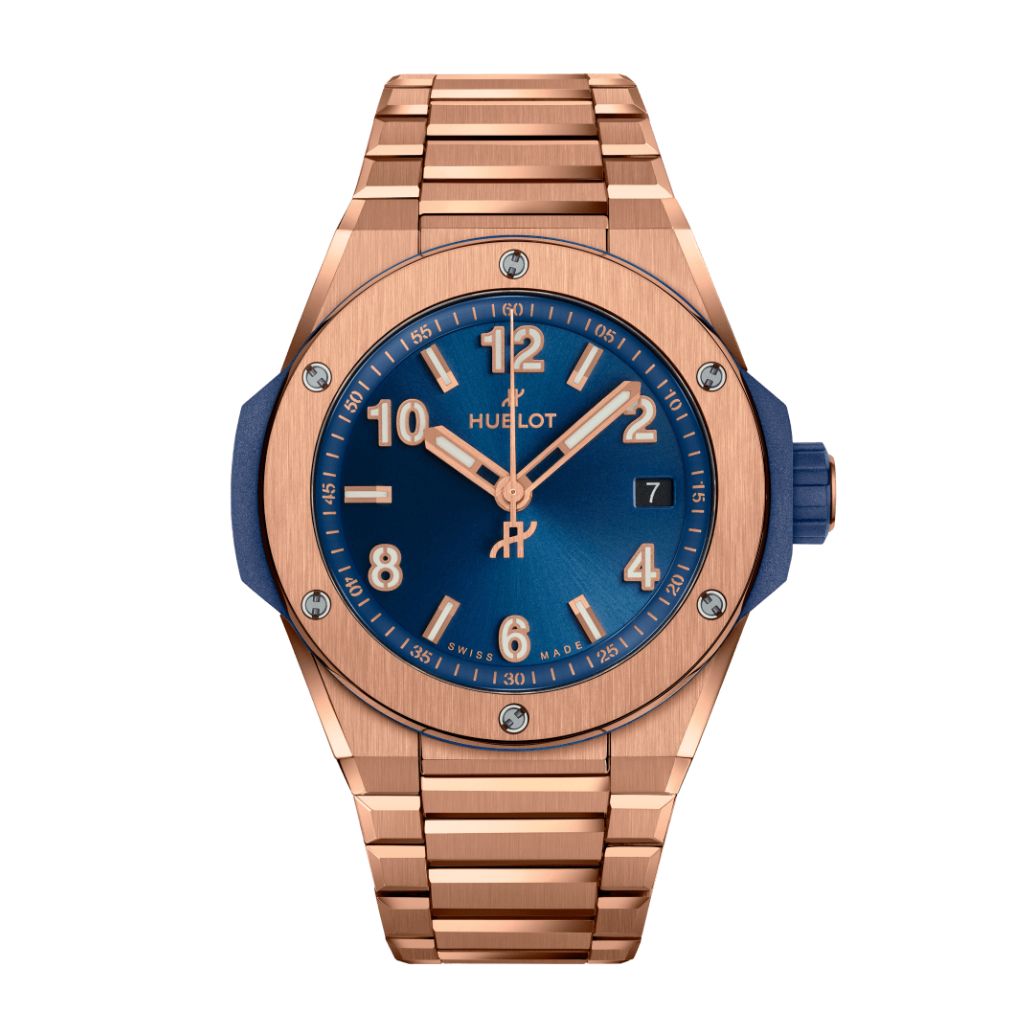 HUBLOT Big Bang Integrated Time Only King Gold Blue 38 mm Blue Dial Polished 18K King Gold Bracelet 457.OX.7180.OX