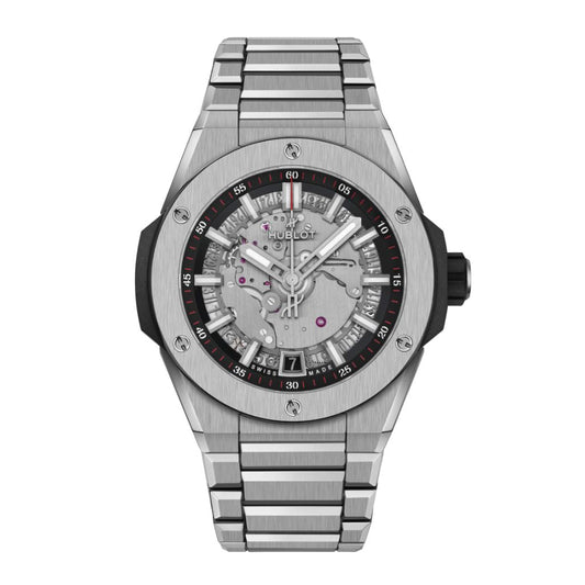 HUBLOT Big Bang Integrated Time Only Titanium 40 mm Transparent Dial Polished Titanium Bracelet 456.NX.0170.NX
