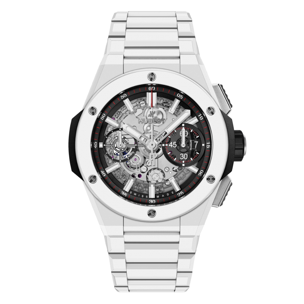 HUBLOT Big Bang Integrated White Ceramic 42 mm Transparent Dial Polished White Ceramic Bracelet 451.HX.1123.HX