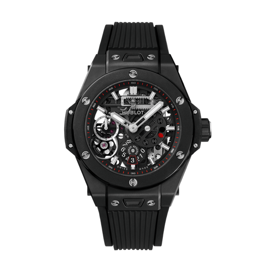 Hublot Big Bang Meca-10 Black Magic 45 mm Transparent Dial Microblasted and Polished Black Ceramic Rubber Strap 414.CI.1123.RX