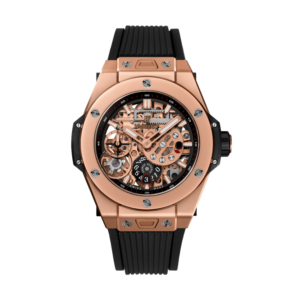 Hublot Big Bang Meca-10 King Gold 45 mm Transparent Dial Microblasted 18K King Gold Rubber Strap 414.OI.1123.RX