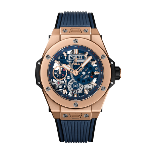 Hublot Big Bang MECA-10 King Gold Blue 45 mm Transparent Dial Microblasted 18K King Gold Rubber Strap 414.OI.5123.RX