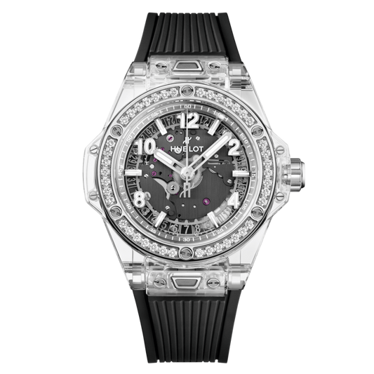 Hublot Big Bang One Click Sapphire Diamonds 39 mm Black Dial with Diamonds Polished Sapphire Crystal Rubber Strap 465.JX.4902.RX.1204
