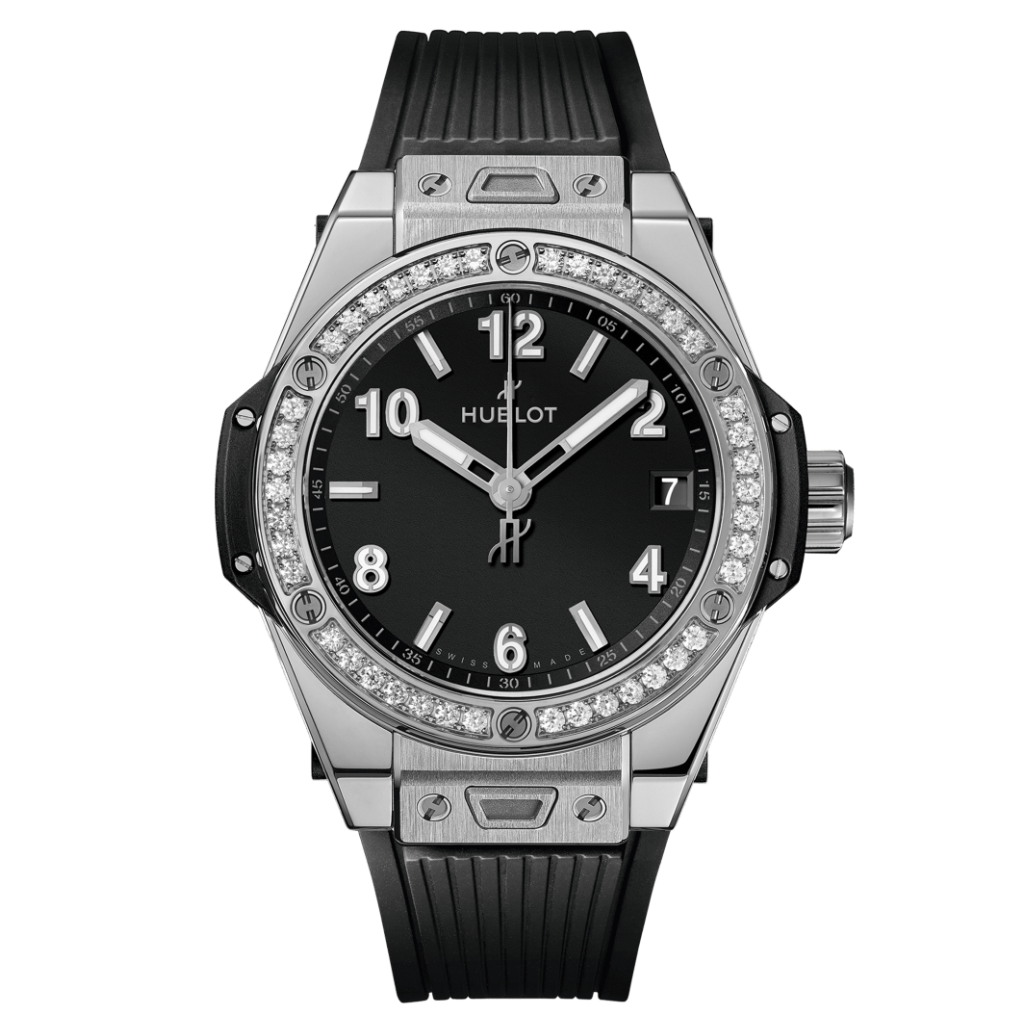 Hublot Big Bang One Click Steel Diamonds 39 mm Black Dial with Diamonds Polished Stainless Steel Rubber Strap 465.SX.1170.RX.1204
