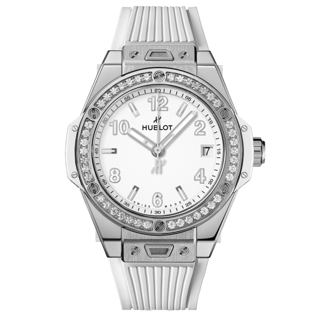 Hublot Big Bang One Click Steel White Diamonds 39 mm White Dial with Diamonds Polished Stainless Steel Rubber Strap 465.SE.2010.RW.1204