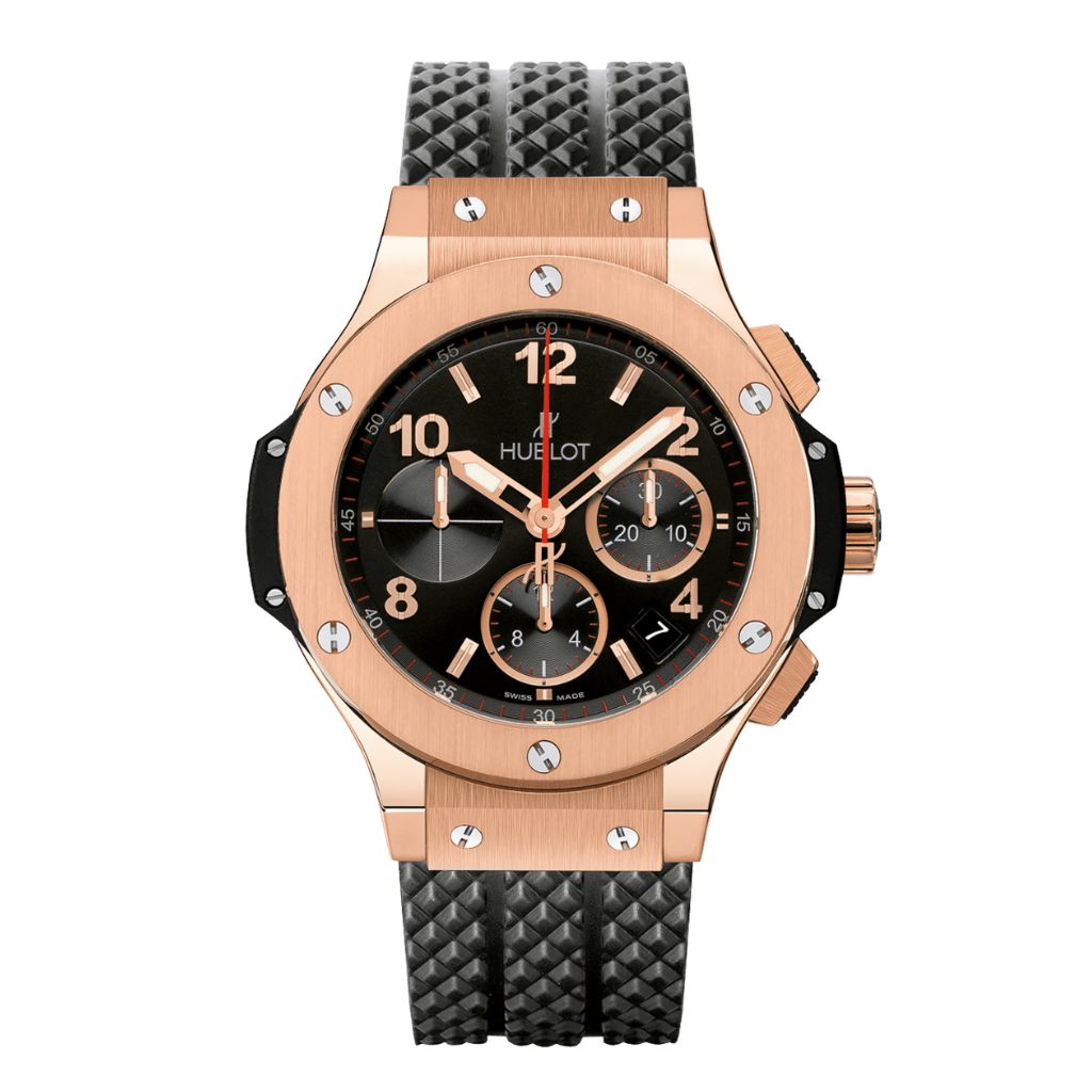 HUBLOT Big Bang Original Gold 44 mm Black Dial Polished 18K 5N Gold Rubber Strap 301.PX.130.RX