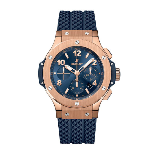 HUBLOT Big Bang Original Gold Blue 44 mm Blue Dial Polished 18K 5N Gold Rubber Strap 301.PX.710.RX