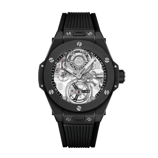 Hublot Big Bang Tourbillon Automatic Black Magic 45 mm Transparent Dial Microblasted and Polished Black Ceramic Rubber Strap 419.CI.0170.RX