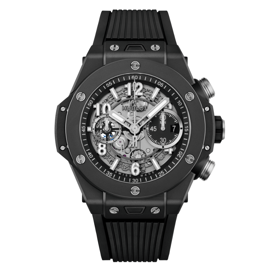 HUBLOT Big Bang Unico Black Magic 44 mm Transparent Dial Polished Black Ceramic Rubber Strap 421.CI.1170.RX
