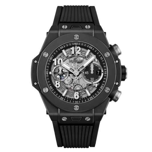 HUBLOT Big Bang Unico Black Magic 44 mm Transparent Dial Polished Black Ceramic Rubber Strap 421.CI.1170.RX