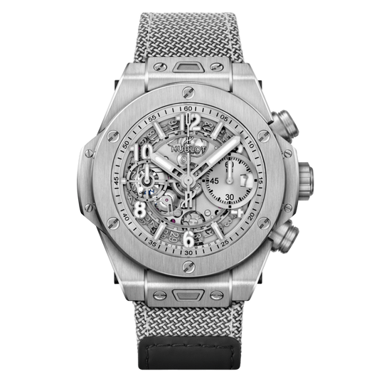 HUBLOT Big Bang Unico Essential Grey 42 mm Transparent Dial Satin-Finished Titanium Rubber Strap 441.NX.4210.RX.HEC22