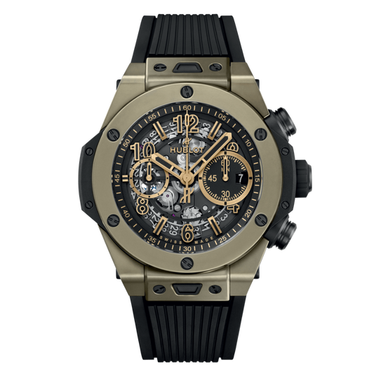 HUBLOT Big Bang Unico Full Magic Gold 44 mm Transparent Dial Polished 18K Magic Gold Rubber Strap 421.MX.1130.RX