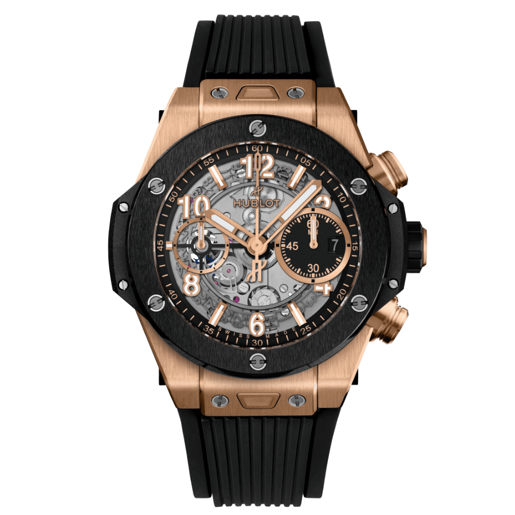 HUBLOT Big Bang Unico King Gold Ceramic 42 mm Transparent Dial Polished 18K King Gold Rubber Strap 441.OM.1181.RX
