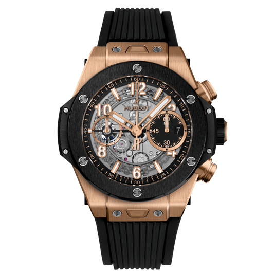 HUBLOT Big Bang Unico King Gold Ceramic 42 mm Transparent Dial Polished 18K King Gold Rubber Strap 441.OM.1181.RX