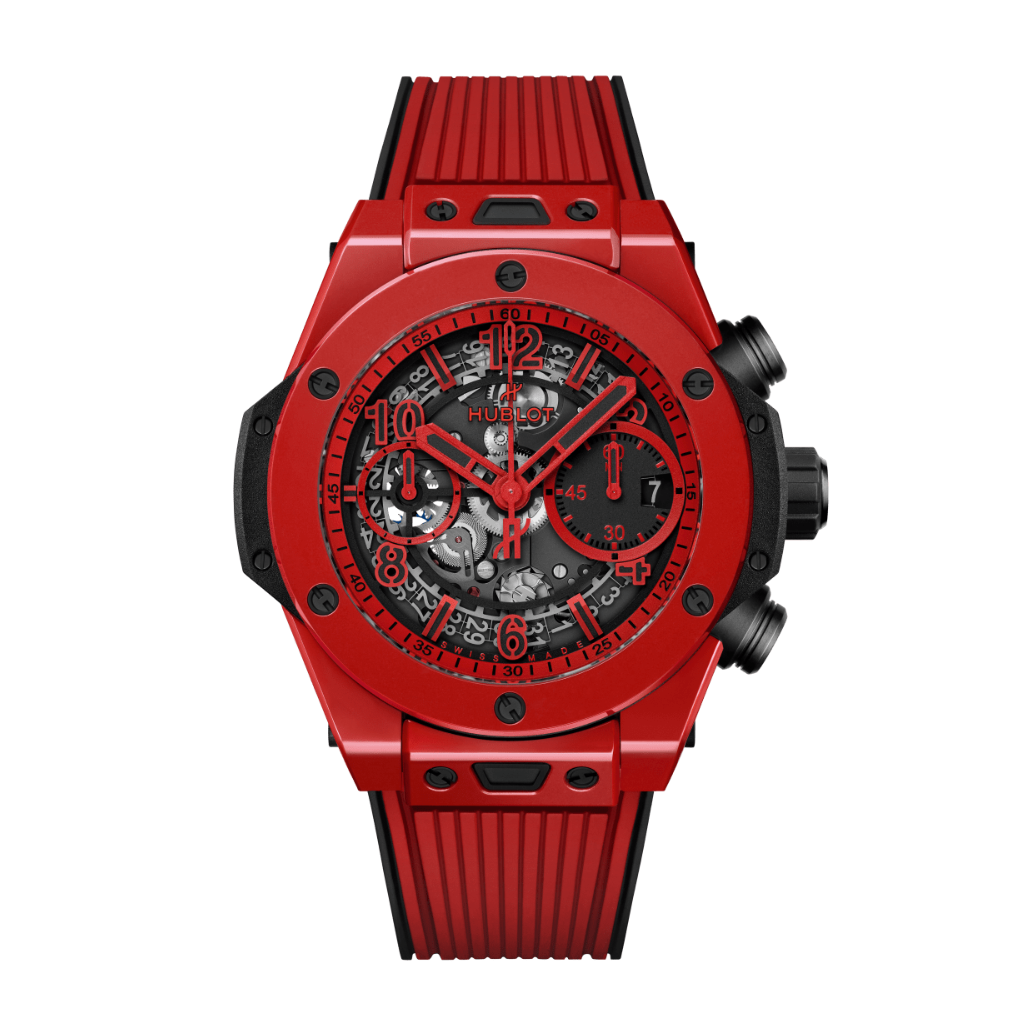 HUBLOT Big Bang Unico Red Magic 42 mm Transparent Dial Polished Red Ceramic Rubber Strap 441.CF.8513.RX