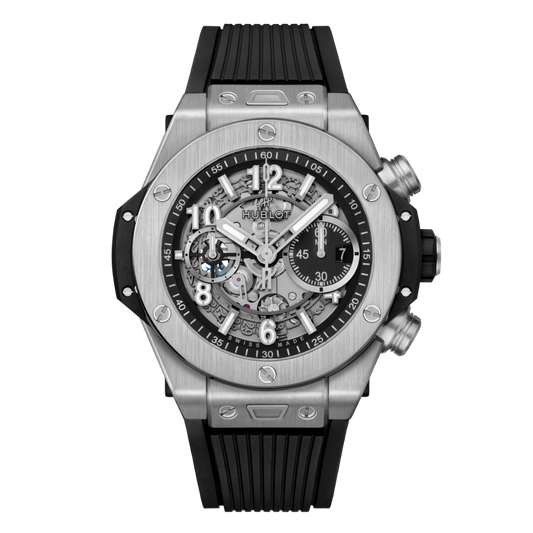 HUBLOT Big Bang Unico Titanium 44 mm Transparent Dial Polished Titanium Rubber Strap 421.NX.1170.RX