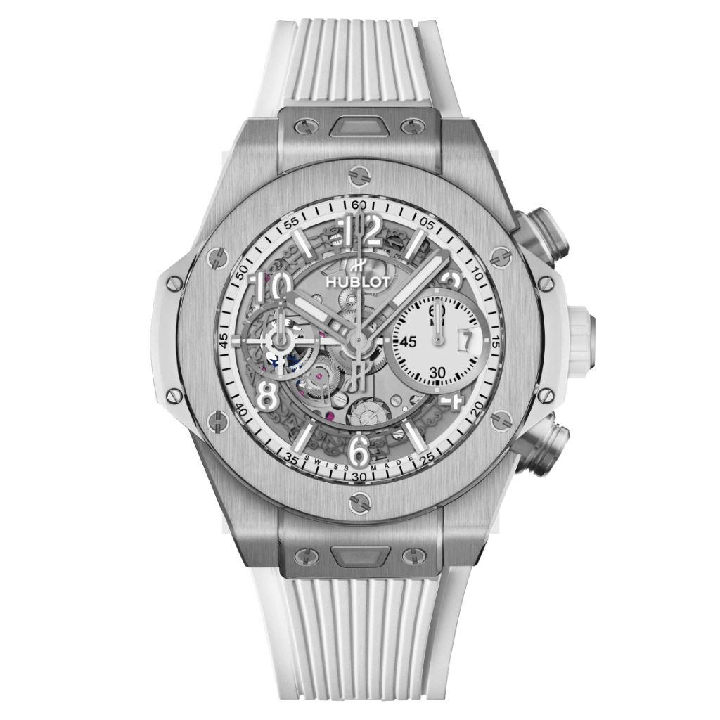 HUBLOT Big Bang Unico Titanium White 42 mm Transparent Dial Polished Titanium Rubber Strap 441.NE.2011.RW
