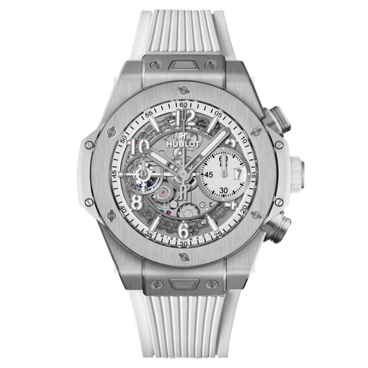 HUBLOT Big Bang Unico Titanium White 42 mm Transparent Dial Polished Titanium Rubber Strap 441.NE.2011.RW
