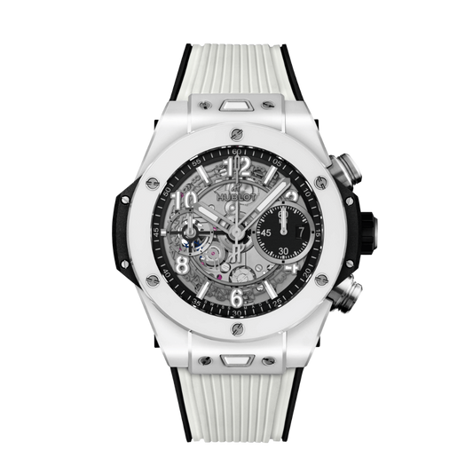 HUBLOT Big Bang Unico White Ceramic 42 mm Transparent Dial Polished White Ceramic Rubber Strap 441.HX.1171.RX