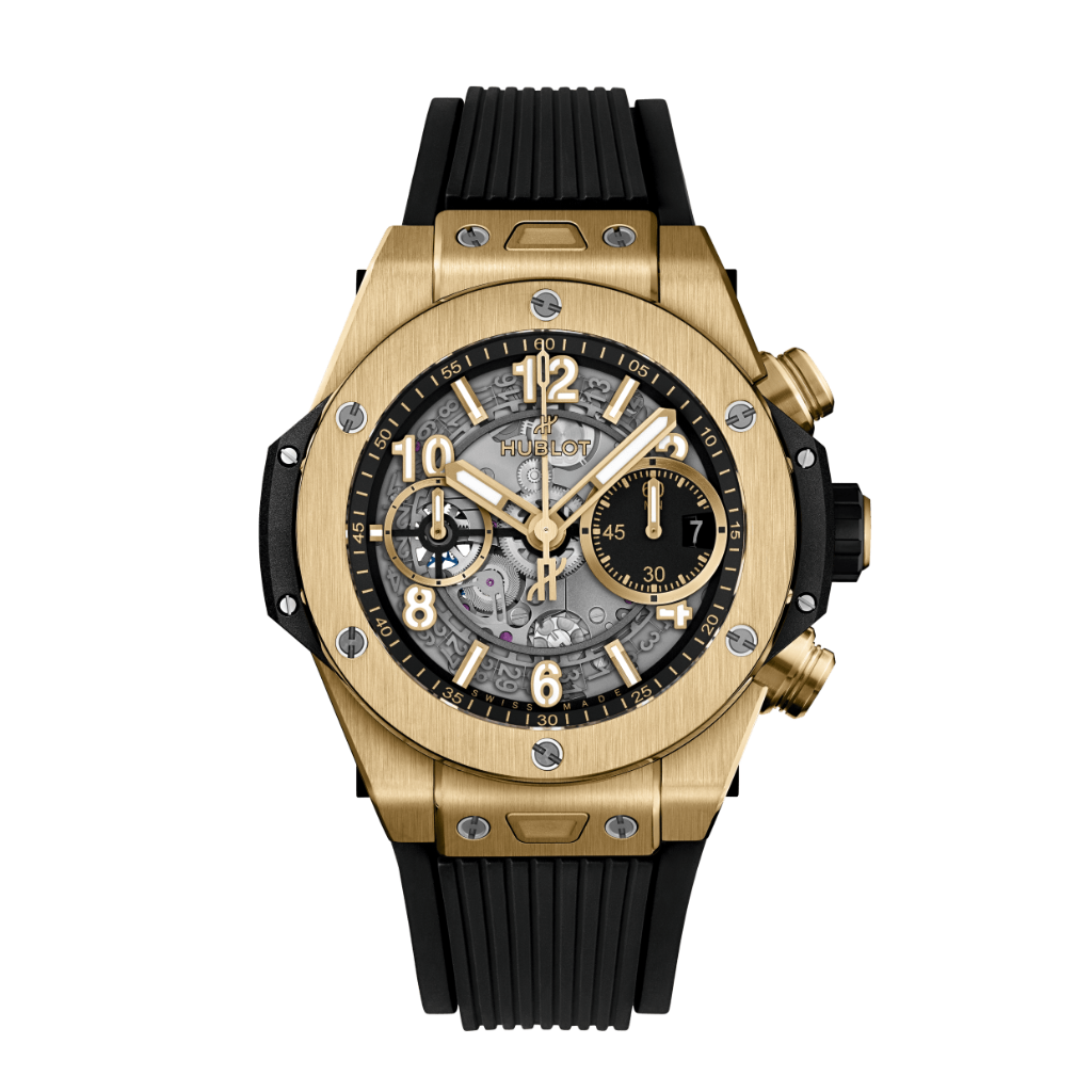 HUBLOT Big Bang Unico Yellow Gold 42 mm Transparent Dial Polished 18K Yellow Gold Rubber Strap 441.VX.1131.RX