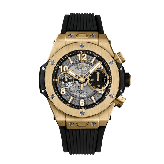 HUBLOT Big Bang Unico Yellow Gold 42 mm Transparent Dial Polished 18K Yellow Gold Rubber Strap 441.VX.1131.RX