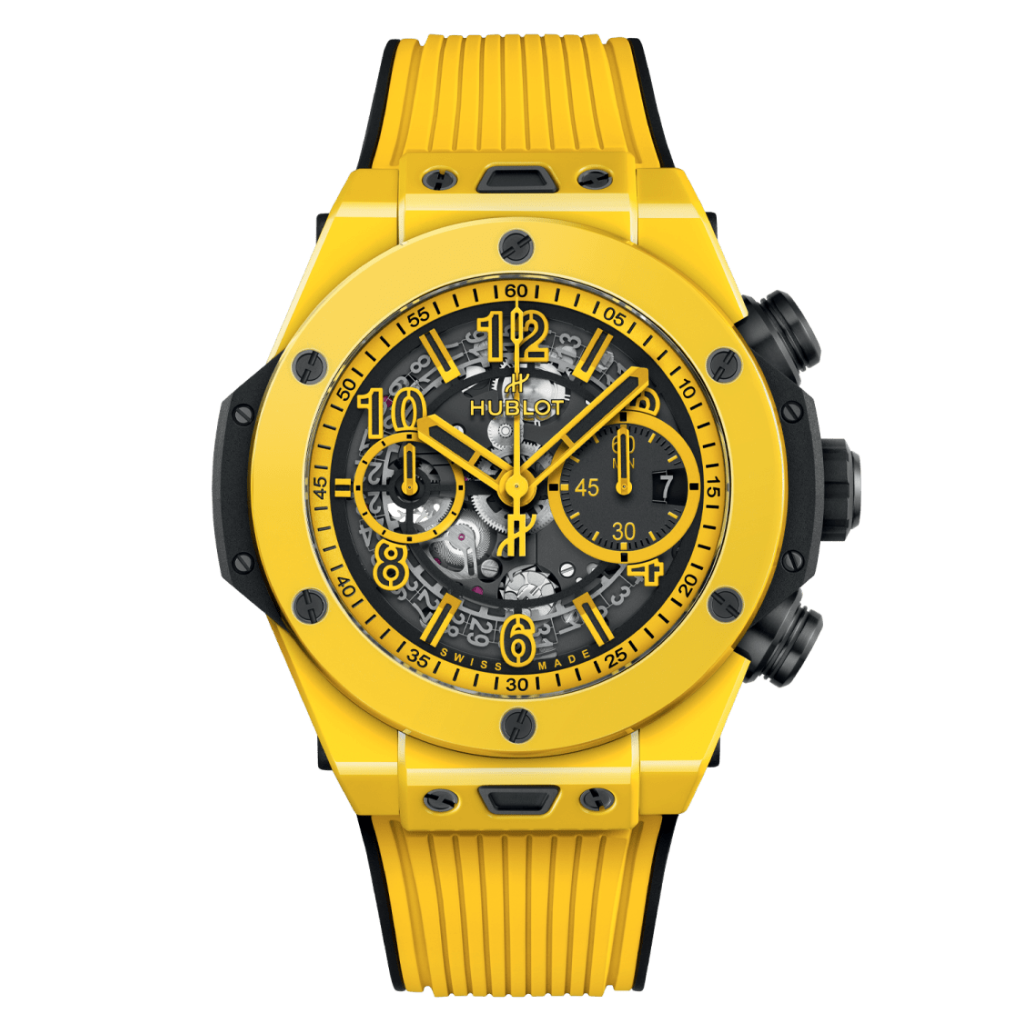 HUBLOT Big Bang Unico Yellow Magic 44 mm Yellow Dial Polished Ceramic Rubber Strap 421.CY.471Y.RX