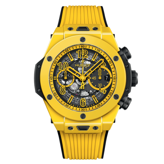 HUBLOT Big Bang Unico Yellow Magic 44 mm Yellow Dial Polished Ceramic Rubber Strap 421.CY.471Y.RX
