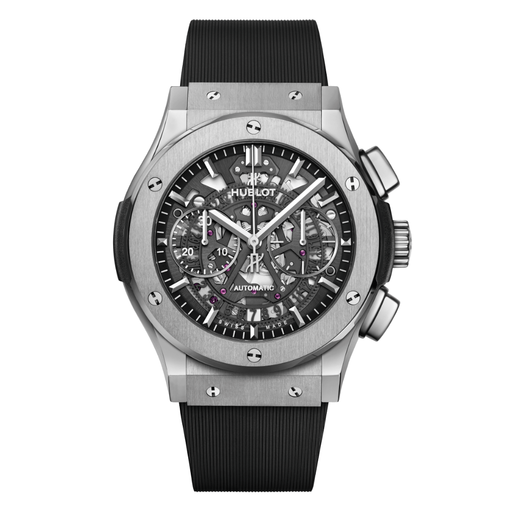 Hublot Classic Fusion Aerofusion Titanium 45 mm Transparent Dial Polished Titanium Rubber Strap 525.NX.0170.RX